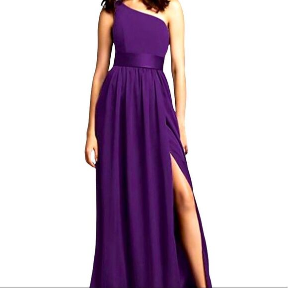 White by Vera Wang Wisteria One Shoulder Formal Women’s Dress With Satin Sash 22 - Picture 1 of 14